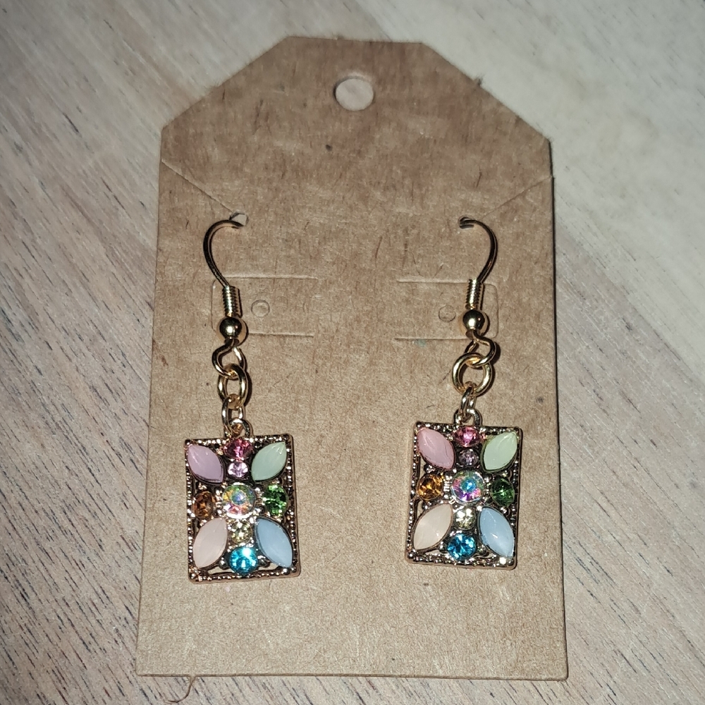 Gold Multicolor Dangle Earrings